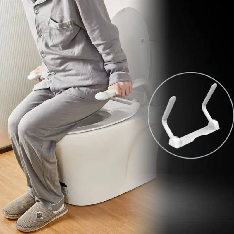 Folding toilet safety rails for elderly bathroom safety and stand assist