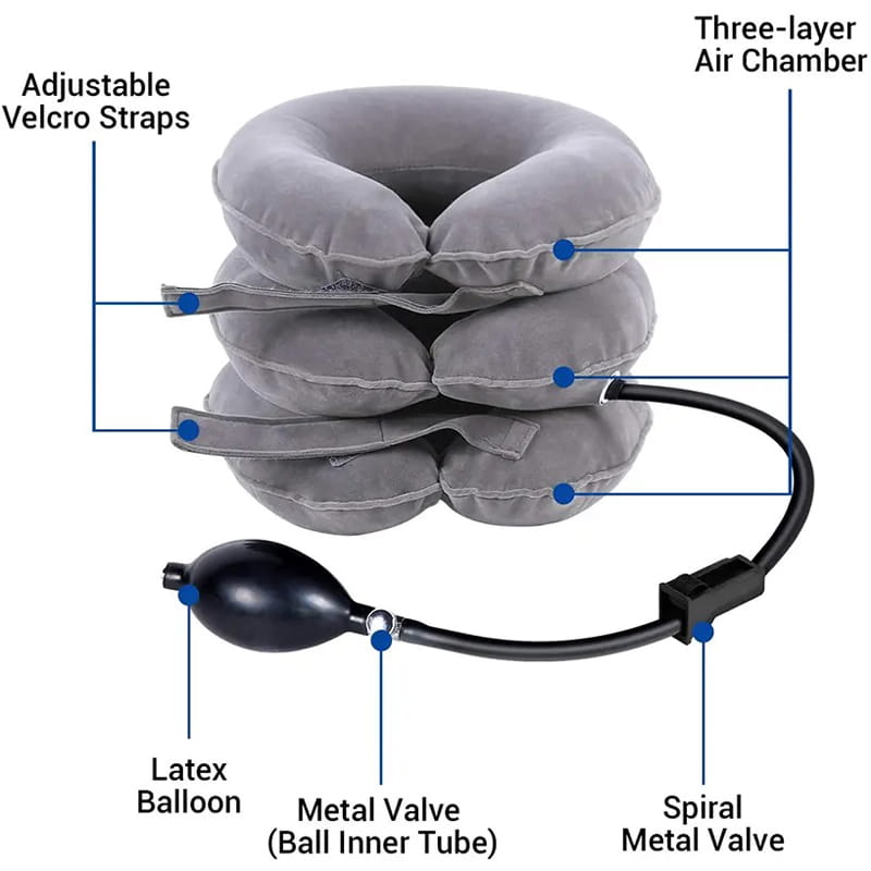 Inflatable neck brace collar for cervical spine alignment and chronic neck support