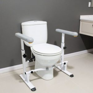 Free standing toilet grab bars for senior safety and no-drill bathroom installation