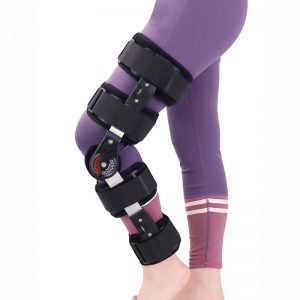 Adjustable ROM hinged knee brace for post-op ACL and MCL recovery