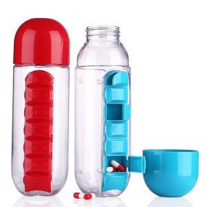 Portable 7-Day Pill organizer water bottle