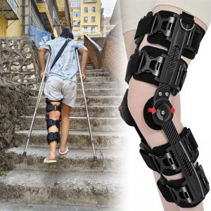 Adjustable ROM hinged knee brace for post-op ACL and MCL recovery