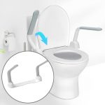 Folding toilet safety rails for elderly bathroom safety and stand assist
