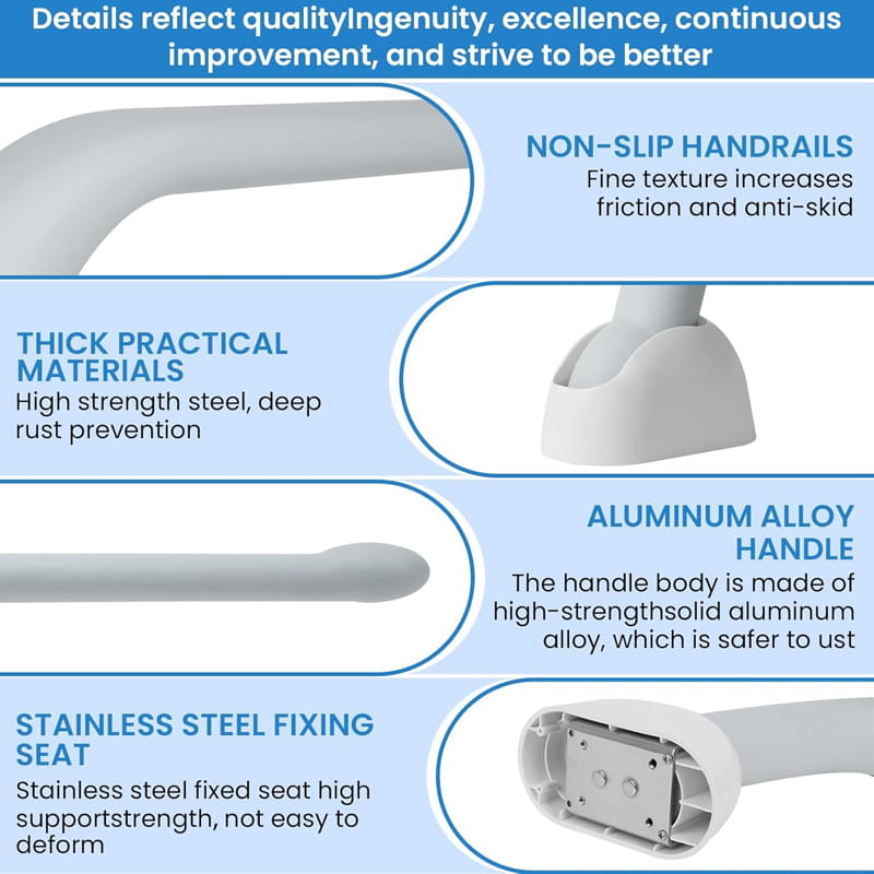 Folding toilet safety rails for elderly bathroom safety and stand assist