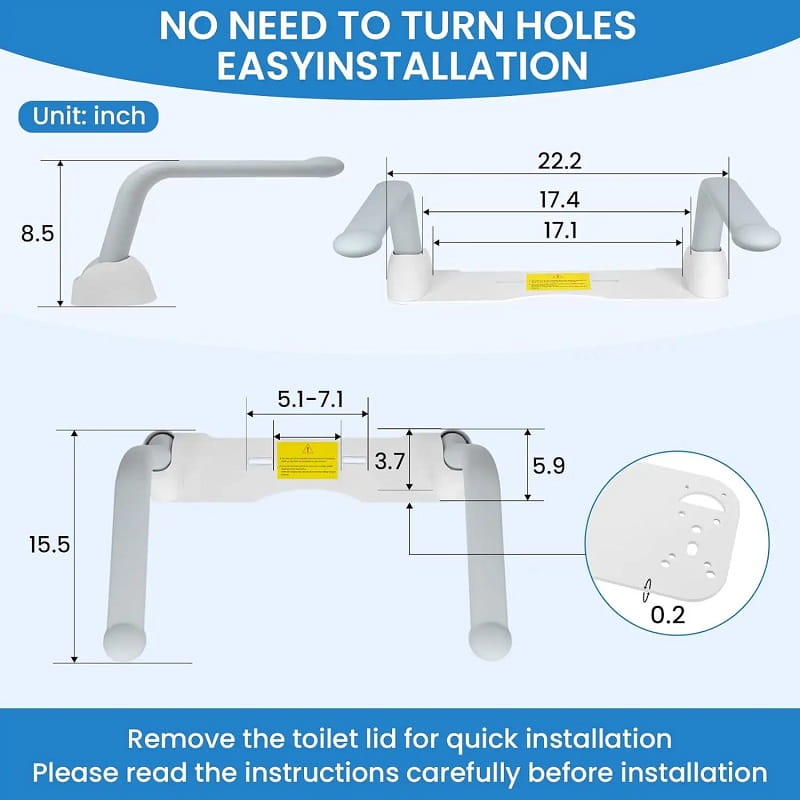 Folding toilet safety rails for elderly bathroom safety and stand assist