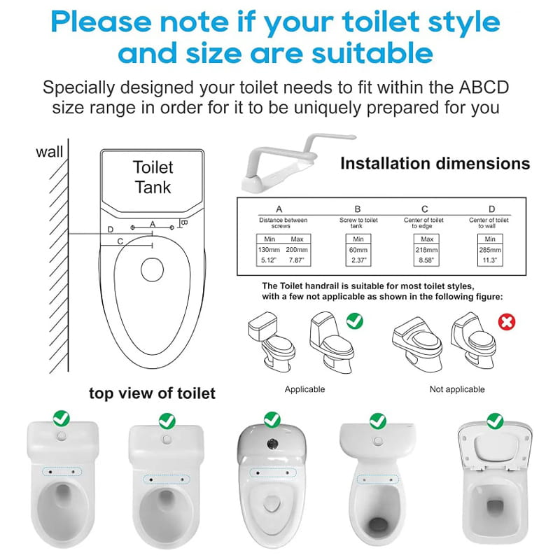 Folding toilet safety rails for elderly bathroom safety and stand assist