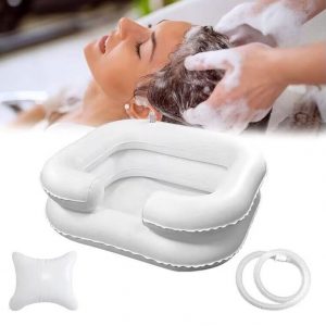 Portable inflatable hair washing basin with drain for bedridden and elderly home care
