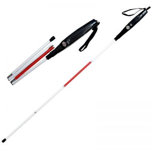 Intelligent electronic white cane with acousto-optic alarm and SOS for blind safety