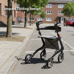 Lightweight aluminum mobility walker for seniors with rust-proof folding frame