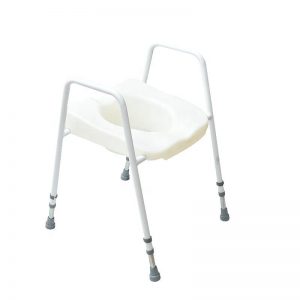 Raised toilet seat with handles for post-surgery hip and knee recovery