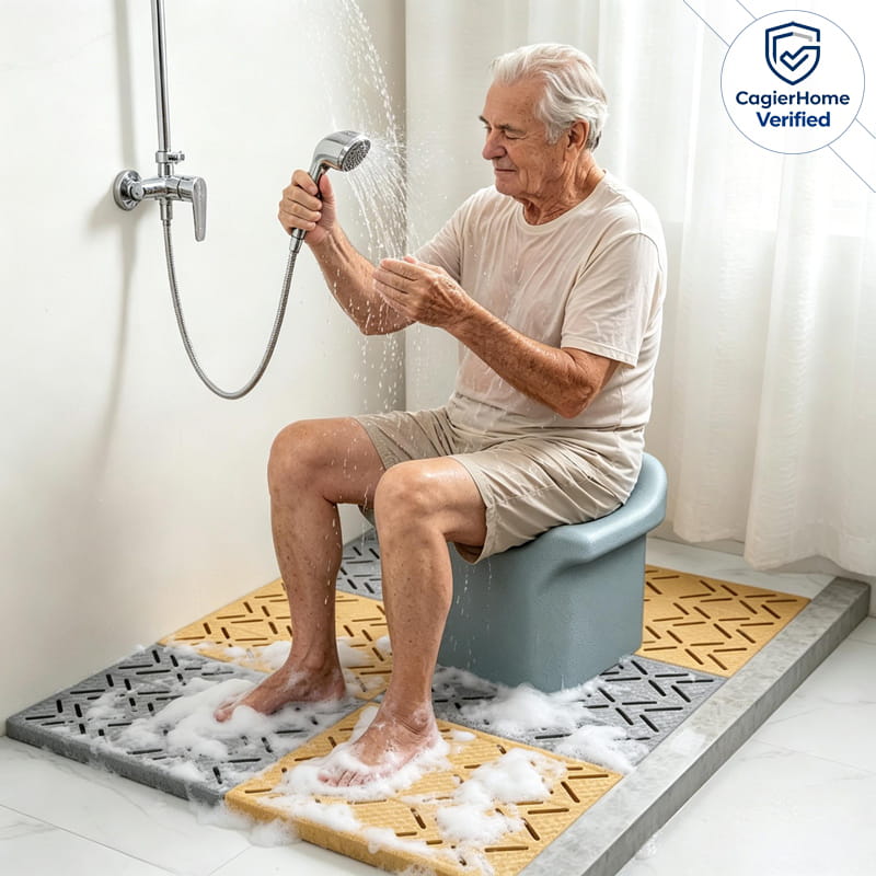 Non-Slip EPP Shower Bath Seat Warm-Touch Anti-Slip Bath Seat