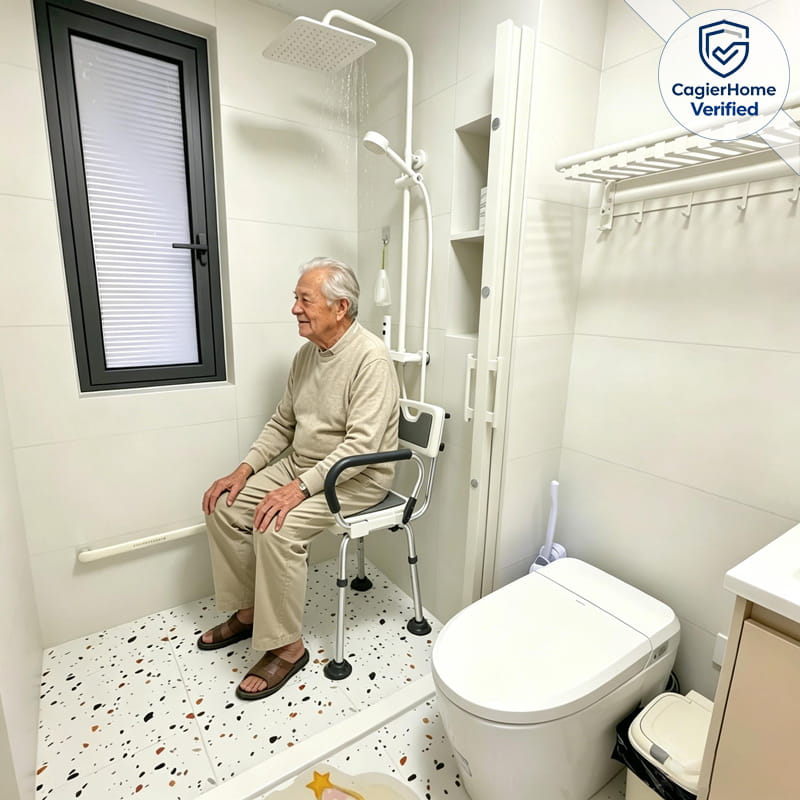 Heavy Duty Shower Chair with Back & Arms Anti-Slip Bath Seat