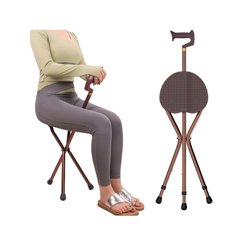 Reinforced Walking Cane with Seat Heavy-Duty Portable Chair