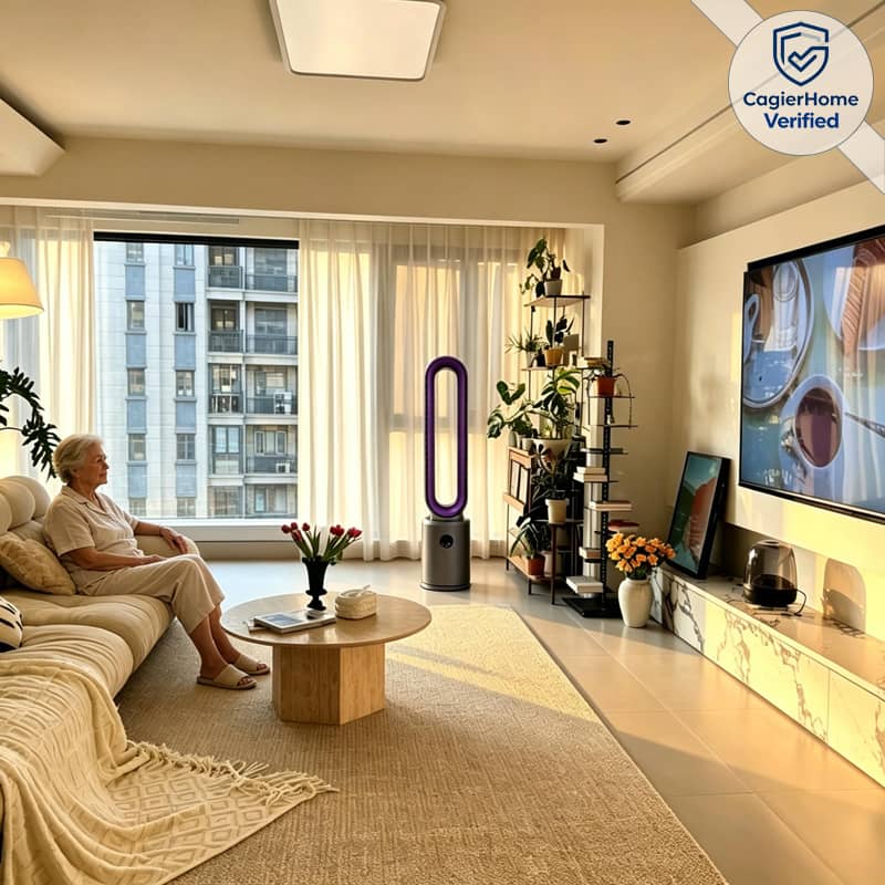 Bladeless fan air purifier with 9-speed cooling tower design and multi-color frames